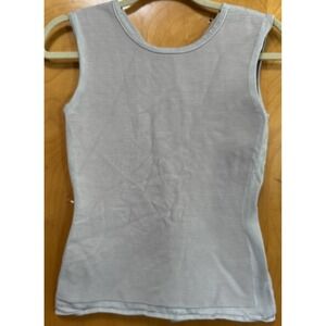 Narciso Rodriguez Womens Stretchy SilkRibbed Tank Top Back Cutouts Lt Gray Sz 44